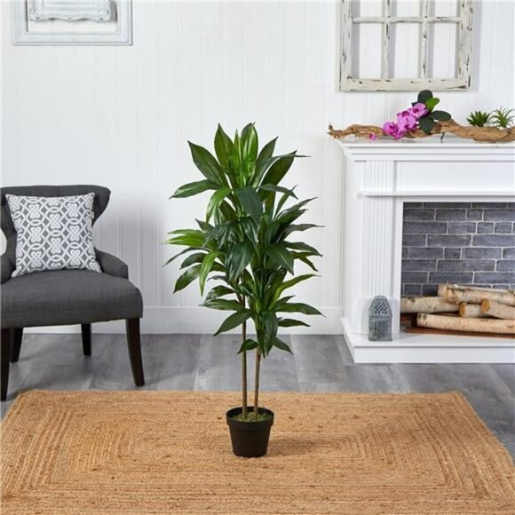 Tall artificial dracaena plant 48 inch real touch faux greenery home decor - Picture 5 of 7